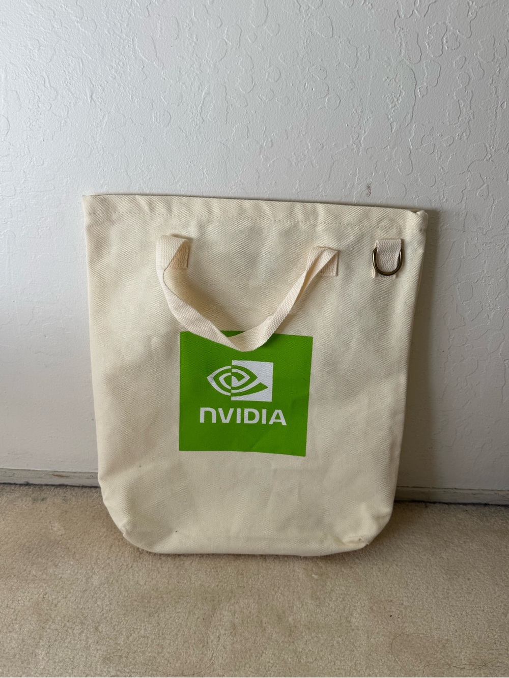 NVIDIA Cream Canvas Tote with Green Logo